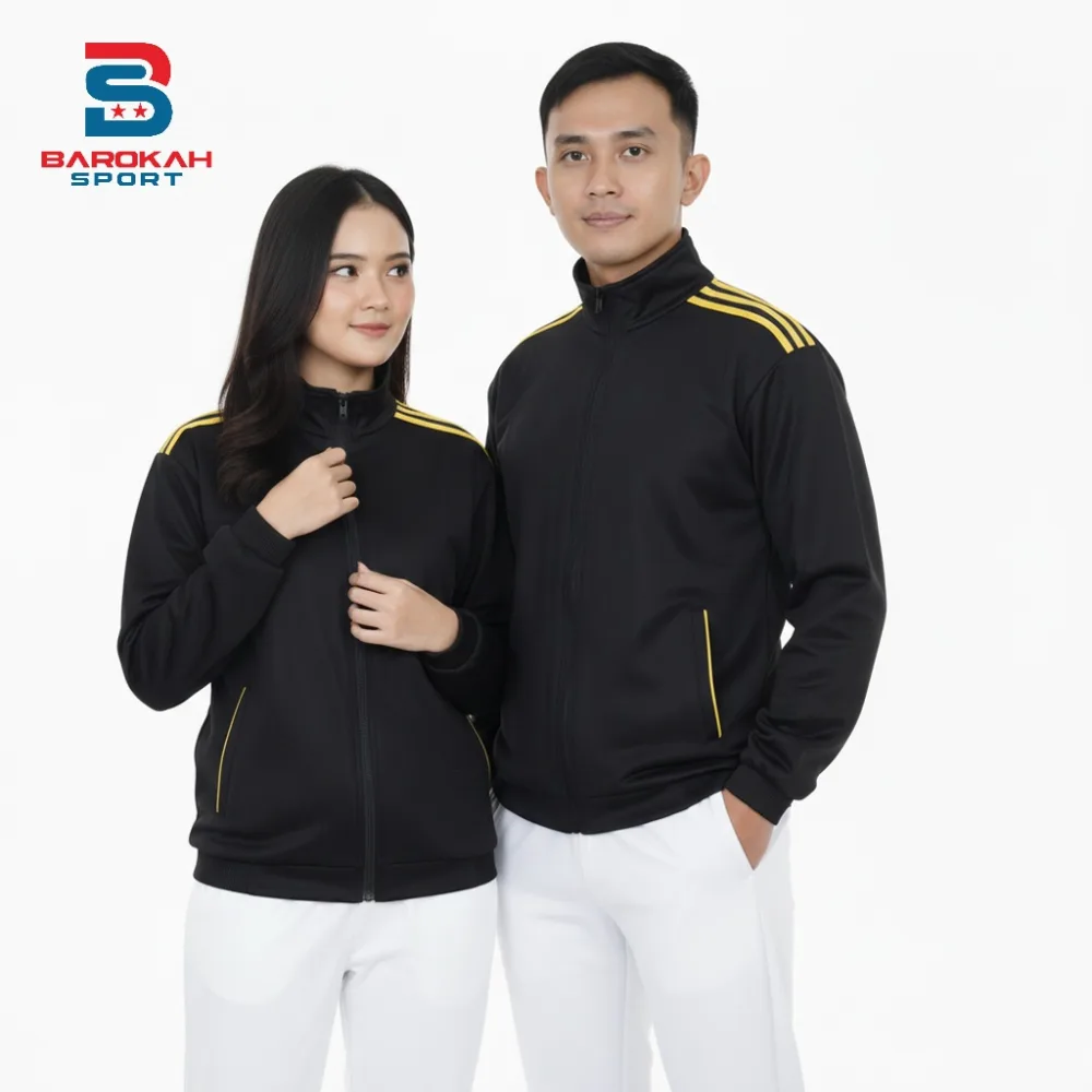 HM Barokah - Jaket Olahraga Pria Wanita Bahan Premium Jaket Training Sport Lari Gym Running Tracktop Casual Lengan Panjang