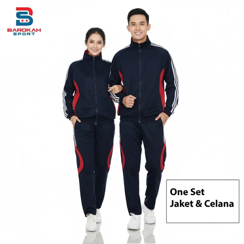 HM Barokah - One Set Jaket Training Pria Wanita Setelan Seragam Jaket Celana One Set Olahraga Gym Running Sauna Pria Dewasa