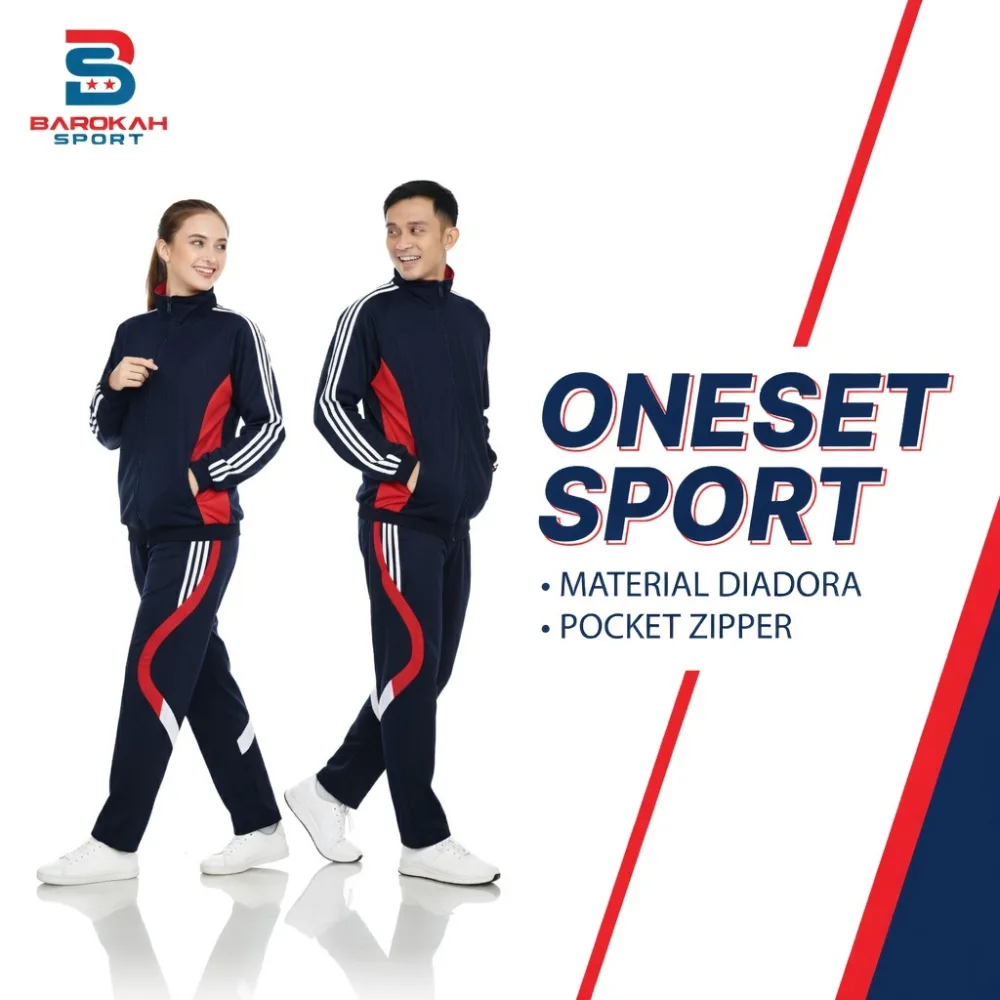 HM Barokah - One Set Jaket Training Pria Wanita Setelan Seragam Jaket Celana One Set Olahraga Gym Running Sauna Pria Dewasa