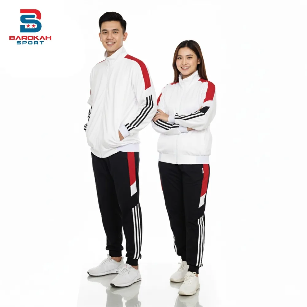 HM Barokah - Setelan Olahraga Pria Wanita Training One Set Jaket Celana Olahraga Unisex Seragam Pakaian Sport Olahraga Running Gym Fitness