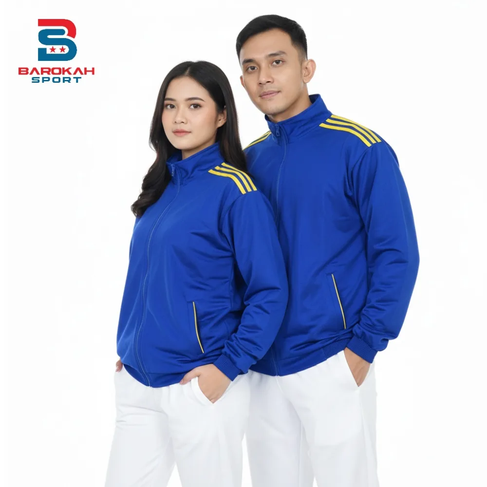 HM Barokah - Jaket Olahraga Pria Wanita Bahan Premium Jaket Training Sport Lari Gym Running Tracktop Casual Lengan Panjang