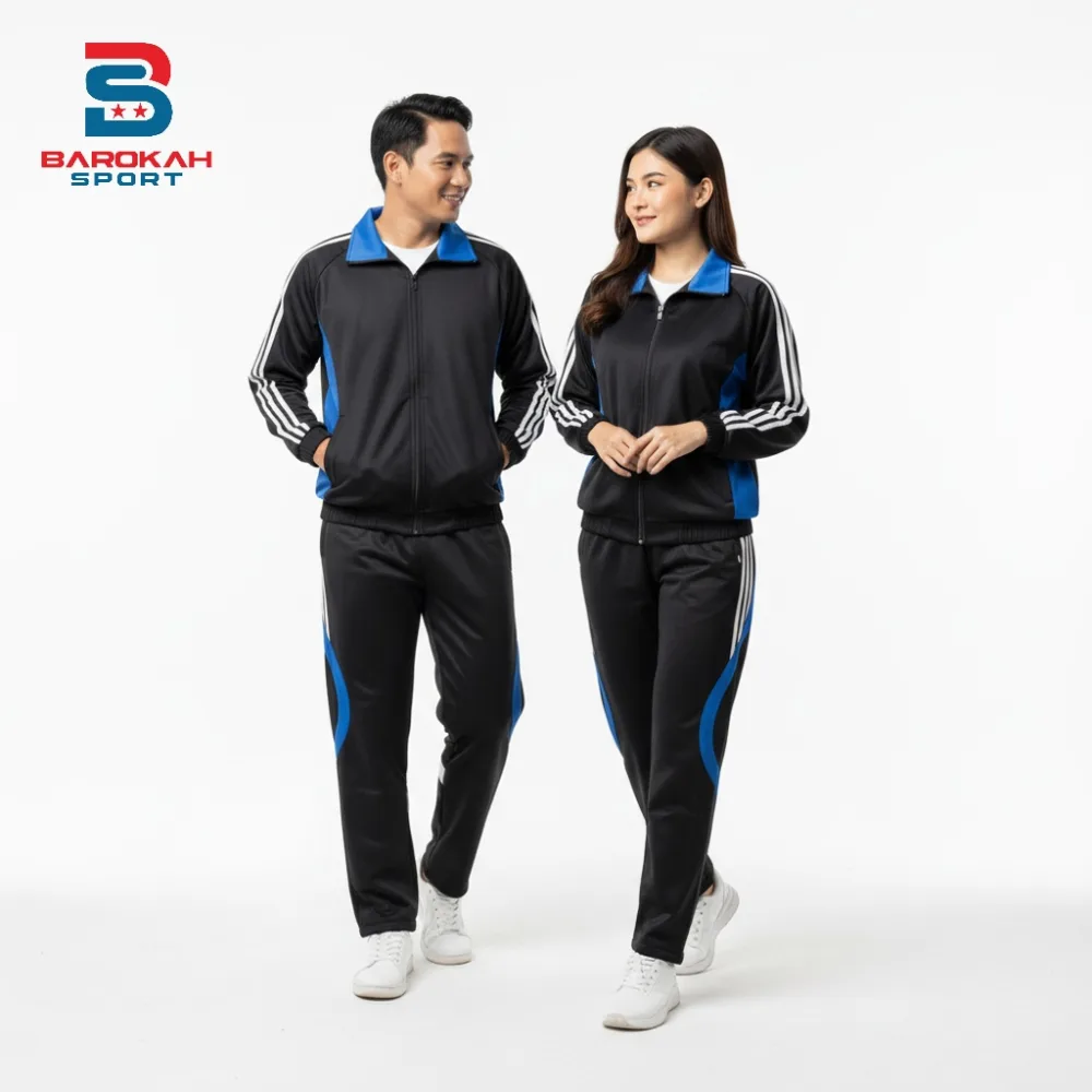 HM Barokah - One Set Jaket Training Pria Wanita Setelan Seragam Jaket Celana One Set Olahraga Gym Running Sauna Pria Dewasa