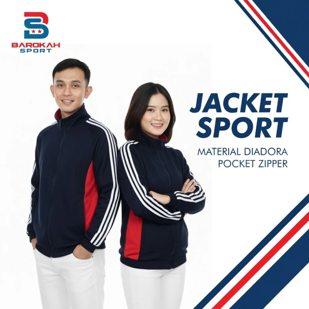 HM Barokah - Jaket Olahraga Laki Laki Perempuan Jaket Training Unisex Jaket Trening Jacket Sport Trening Running Jogging Senam Gym Fitness Sepeda