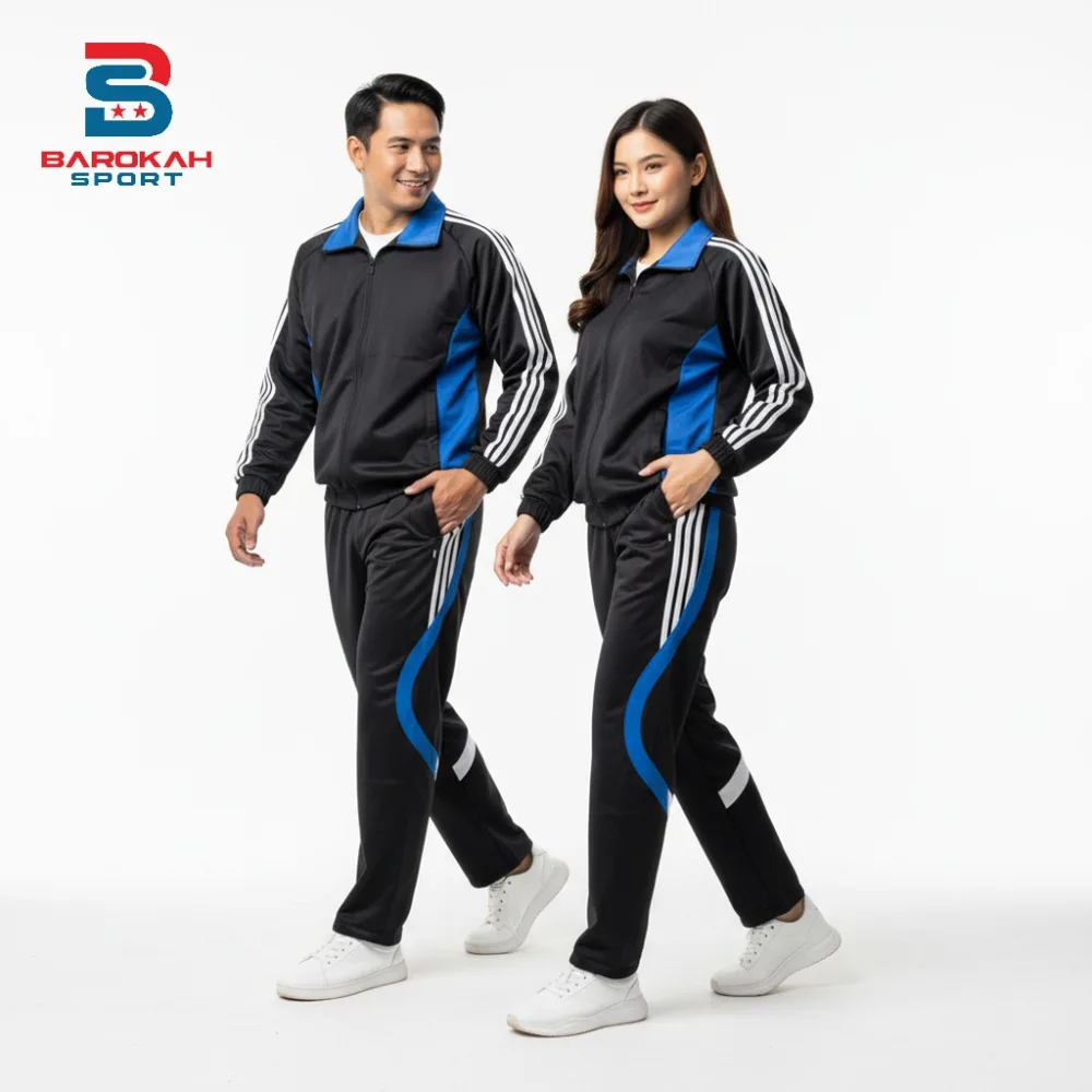HM Barokah - One Set Jaket Training Pria Wanita Setelan Seragam Jaket Celana One Set Olahraga Gym Running Sauna Pria Dewasa