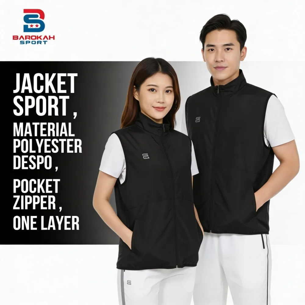 HM Barokah - Jaket Rompi Pria Wanita Jaket Parasut Laki Laki Perempuan Rompi Olahraga Unisex Running Senam Gym Jogging Jaket Rompi Sepeda