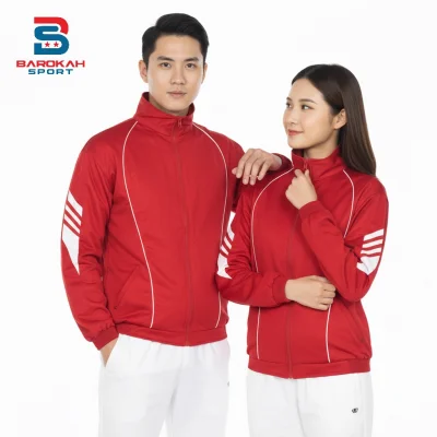 Jaket Olahraga Unisex Pria Wanita Tracktop Windbreaker untuk Running, Gym, Fitness & Bersepeda