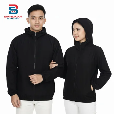 Jaket Parasut Waterproof Jacket Sauna Parasit Hoodie Jaket Olahraga Running Jogging Cycling Gym Pria Wanita