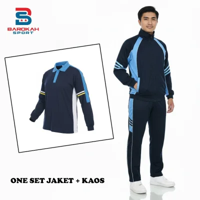 Full set paket stelan olahraga jaket celana kaos seragam olahraga jogging senam