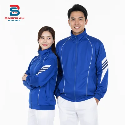 Jaket Olahraga Unisex Pria Wanita Tracktop Windbreaker untuk Running, Gym, Fitness & Bersepeda
