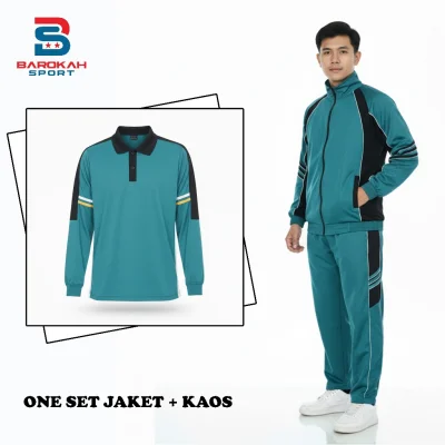 Full set paket stelan olahraga jaket celana kaos seragam olahraga jogging senam