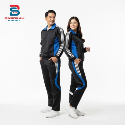HM Barokah - One Set Jaket Training Pria Wanita Setelan Seragam Jaket Celana One Set Olahraga Gym Running Sauna Pria Dewasa