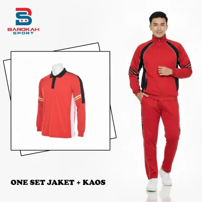 Full set paket stelan olahraga jaket celana kaos seragam olahraga jogging senam