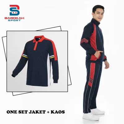 Full set paket stelan olahraga jaket celana kaos seragam olahraga jogging senam