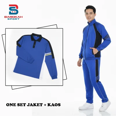 Full set paket stelan olahraga jaket celana kaos seragam olahraga jogging senam