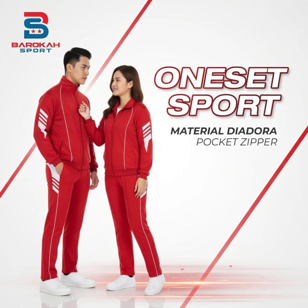 Barokah Sport Setelan Olahraga Pria Wanita Unisex | Jaket dan Celana Training Sport Gym Jogging Running Cycling