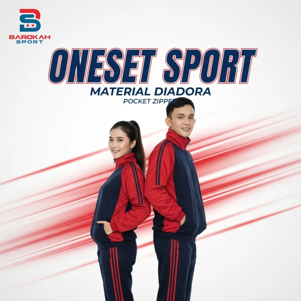 Hm Barokah - Setelan Pakaian Olahraga Pria Wanita One Set Jaket Celana Olahraga Unisex Seragam Pakaian Sport Olahraga Running Gym Fitness