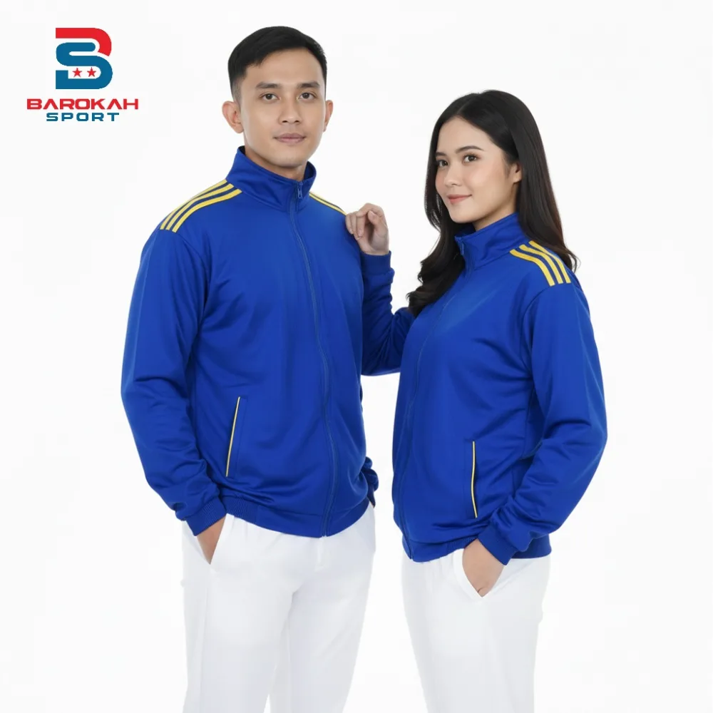 HM Barokah - Jaket Olahraga Pria Wanita Bahan Premium Jaket Training Sport Lari Gym Running Tracktop Casual Lengan Panjang