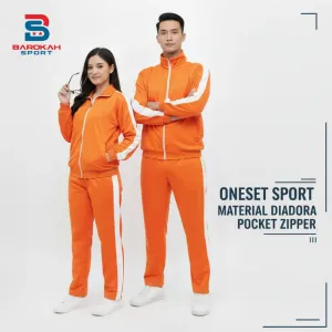 HM Barokah - Setelan Jaket Celana Olahraga Pria Wanita One set Seragam Olahraga Laki Laki Perempuan Dewasa Running Gym Fitness Jogging