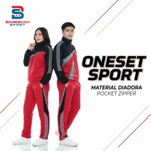 HM Barokah Setelan Olahraga Pria Wanita Unisex | Setelan Training Jaket Celana Sport Outdoor Running Gym Fitness