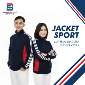 HM Barokah - Jaket Olahraga Laki Laki Perempuan Jaket Training Unisex Jaket Trening Jacket Sport Trening Running Jogging Senam Gym Fitness Sepeda