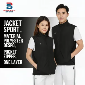 HM Barokah - Jaket Rompi Pria Wanita Jaket Parasut Laki Laki Perempuan Rompi Olahraga Unisex Running Senam Gym Jogging Jaket Rompi Sepeda