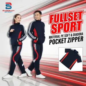 Paket stelan jaket celana kaos olahraga seragam olahraga jogging senam